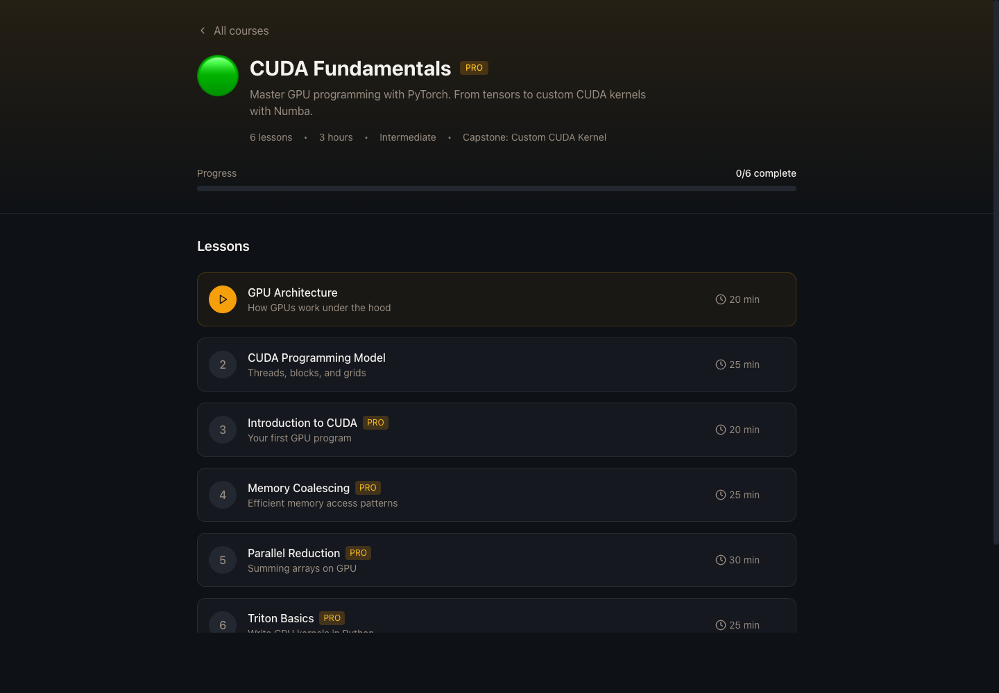 PeekAttention CUDA curriculum covering GPU architecture, kernels, memory coalescing, reduction, and Triton